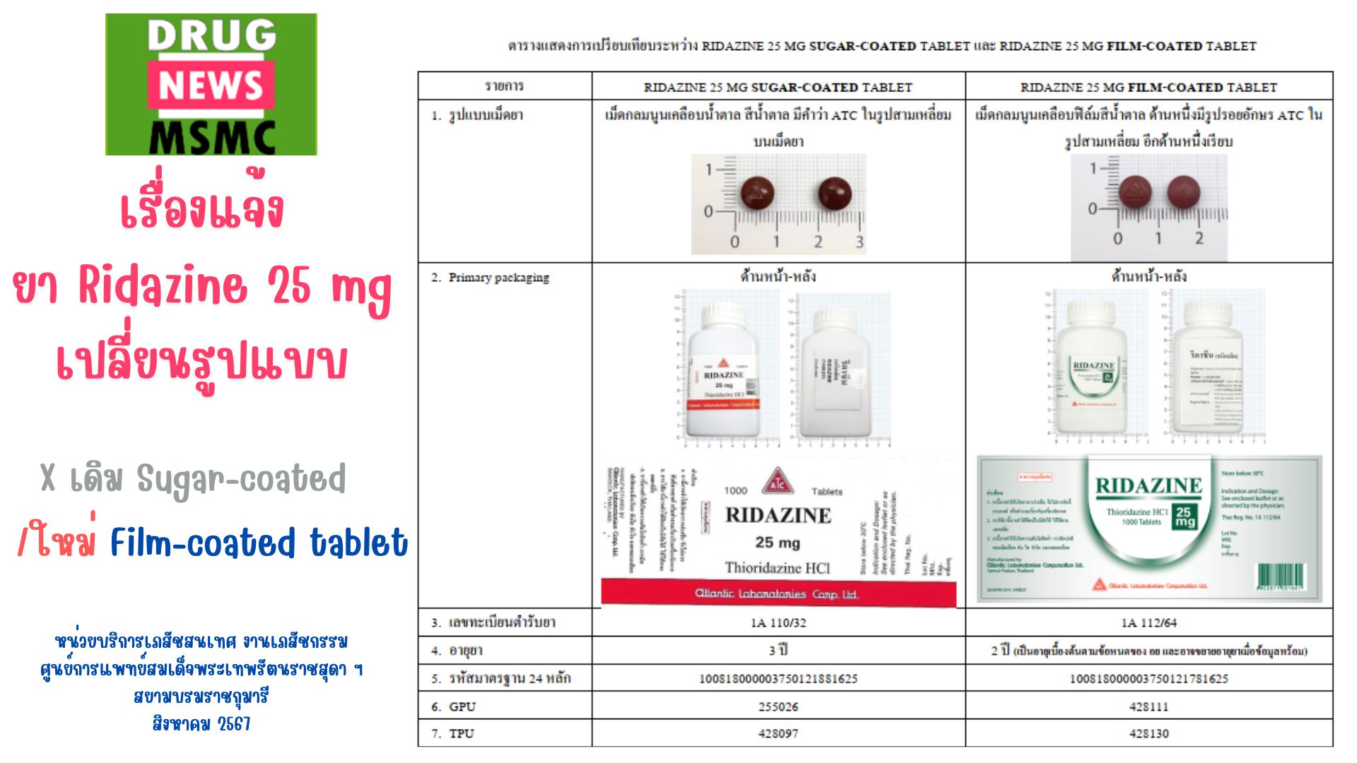 New Ridazine 25 mg 06.08.67